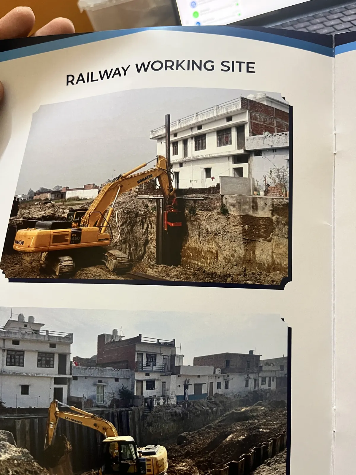 Railway working site page from the M/S VKJJVBBNINFRA project booklet