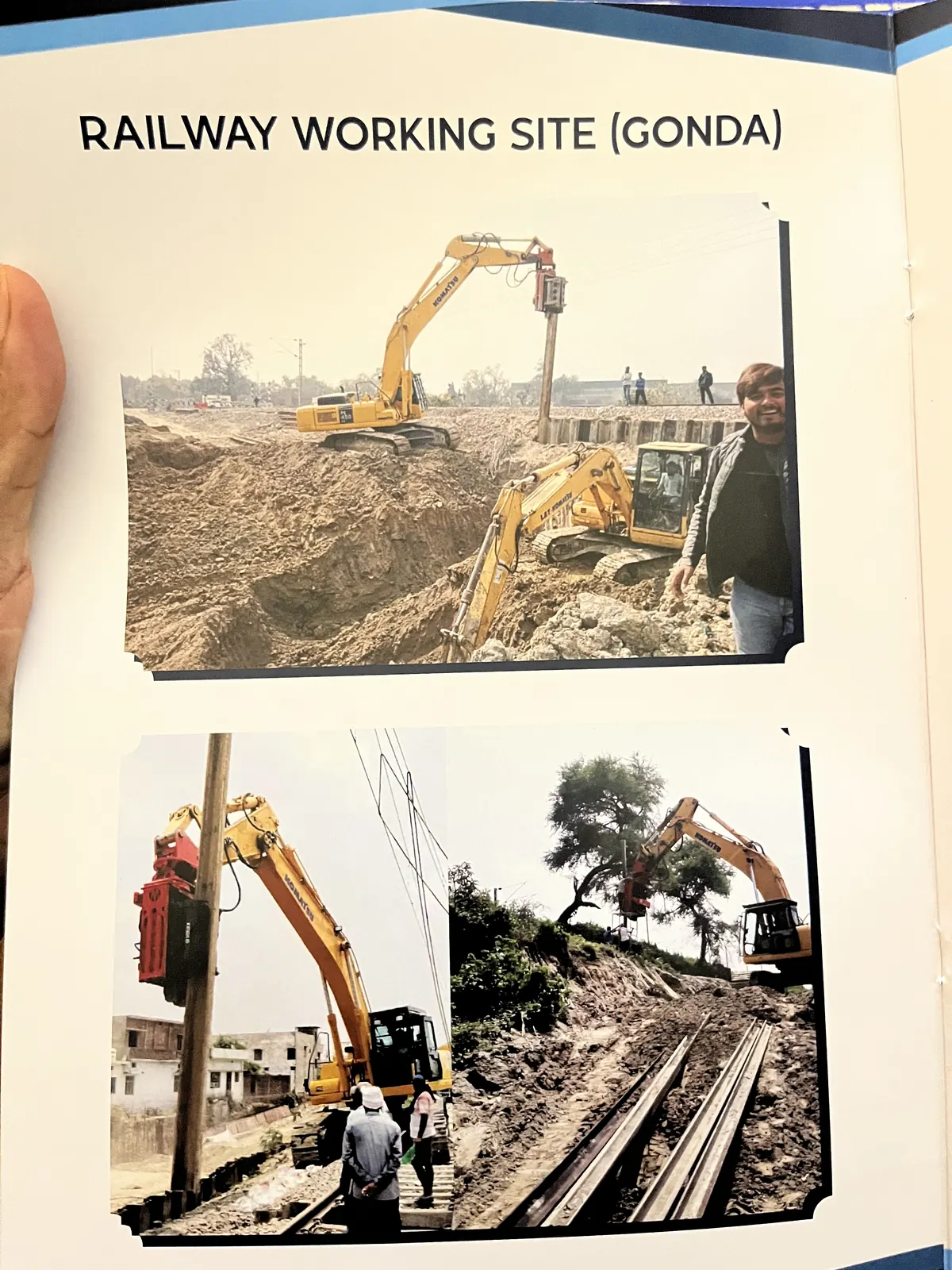 Railway working site at Gonda, page from the M/S VKJJVBBNINFRA project booklet