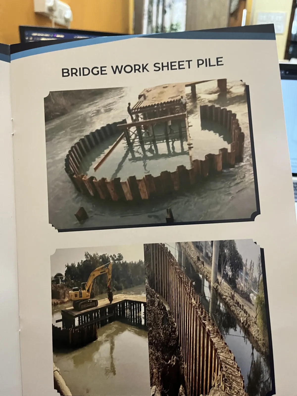 Bridge sheet-pile page from the M/S VKJJVBBNINFRA project booklet