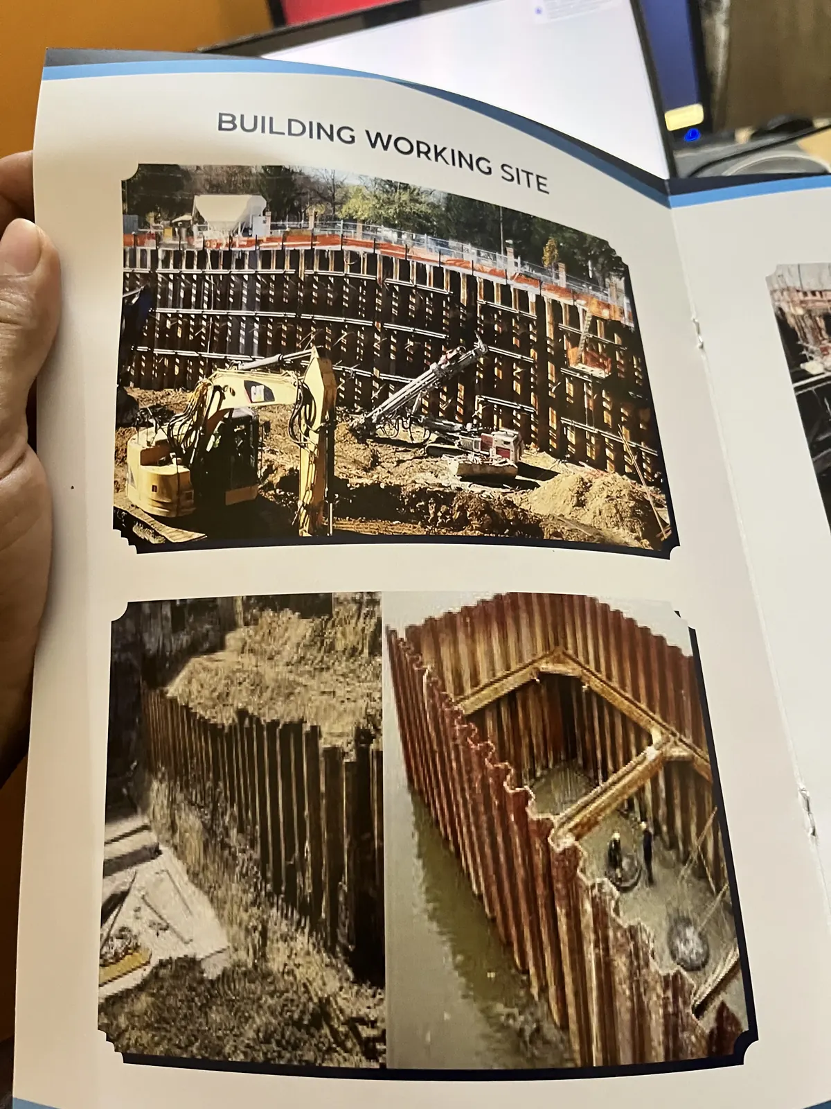 Building working site page from the M/S VKJJVBBNINFRA project booklet