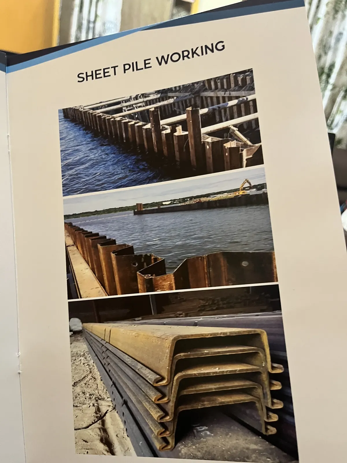 Sheet piles along a railway line, page from the M/S VKJJVBBNINFRA project booklet