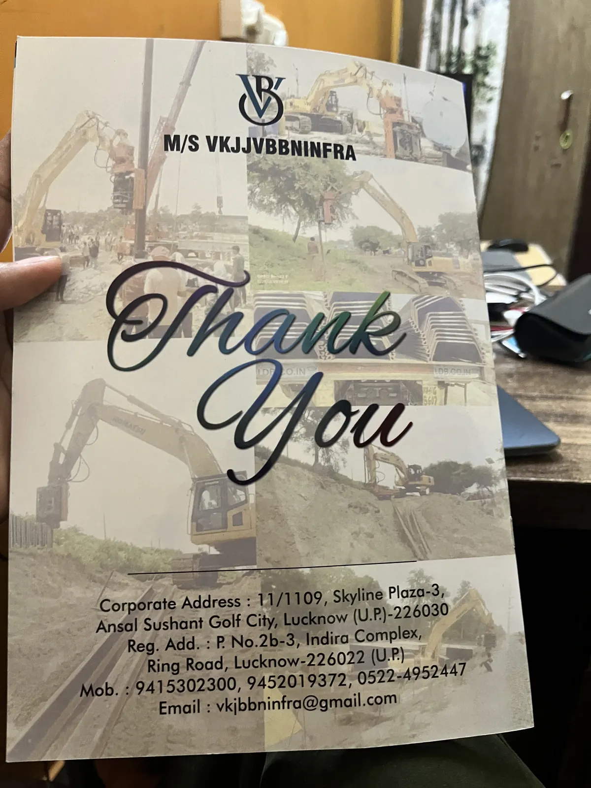 Thank-you page of the M/S VKJJVBBNINFRA project booklet