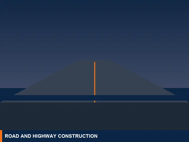 Illustration of a paved road with camber and side drains