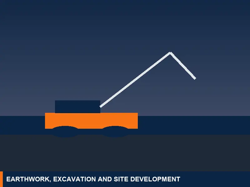 Illustration of an excavator cutting a building platform