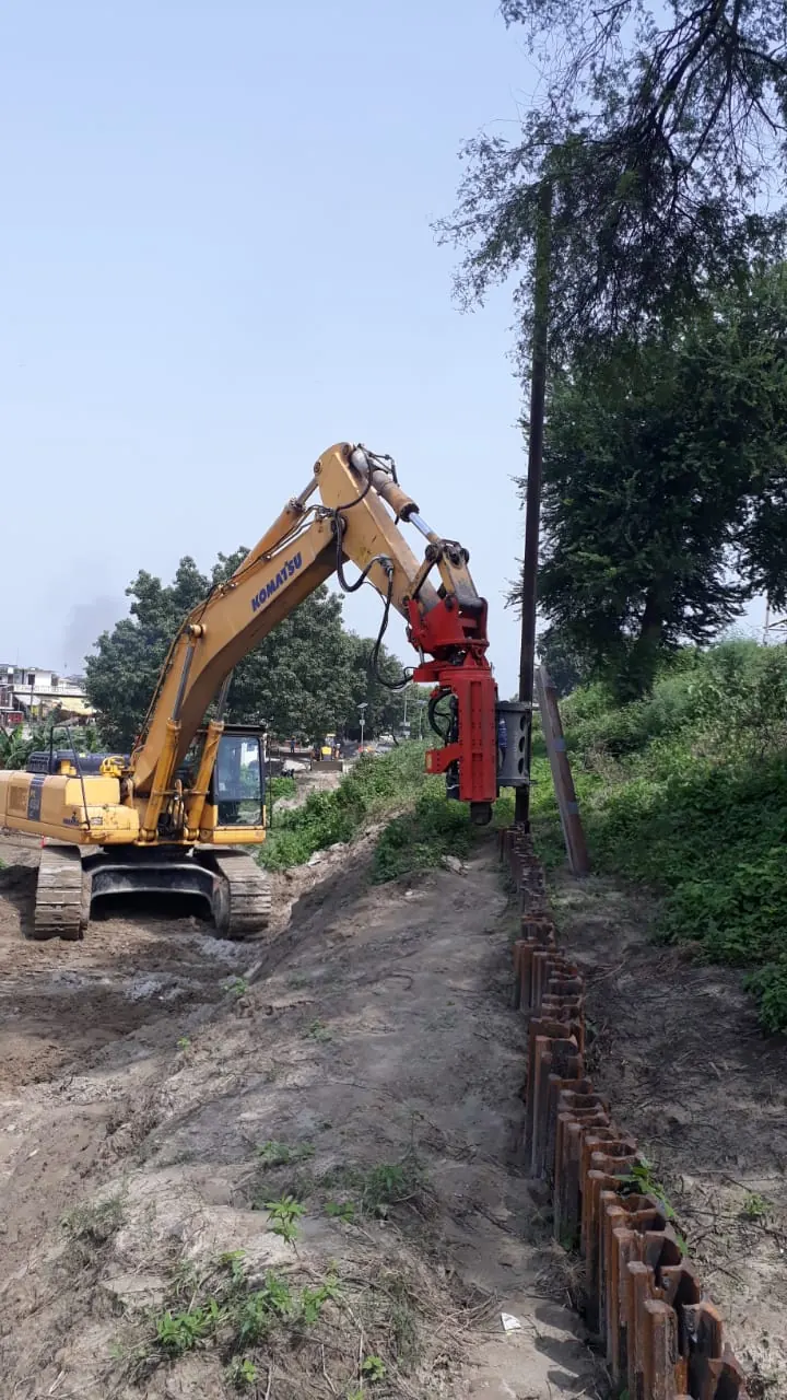 Sheet-pile trench, Uttar Pradesh, 2026, infrastructure work by M/S VKJJVBBNINFRA